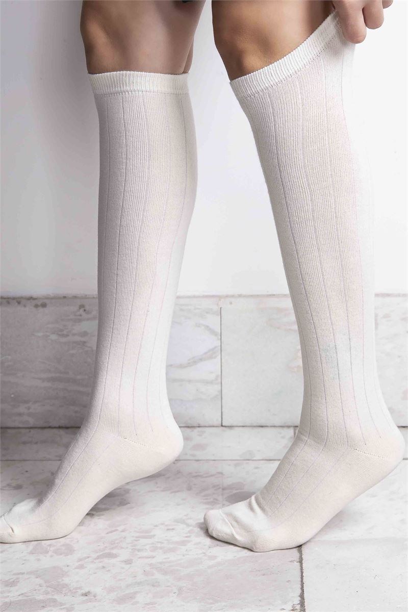 BROSS WOMEN KNEE-HIGH SOCKS ECRU