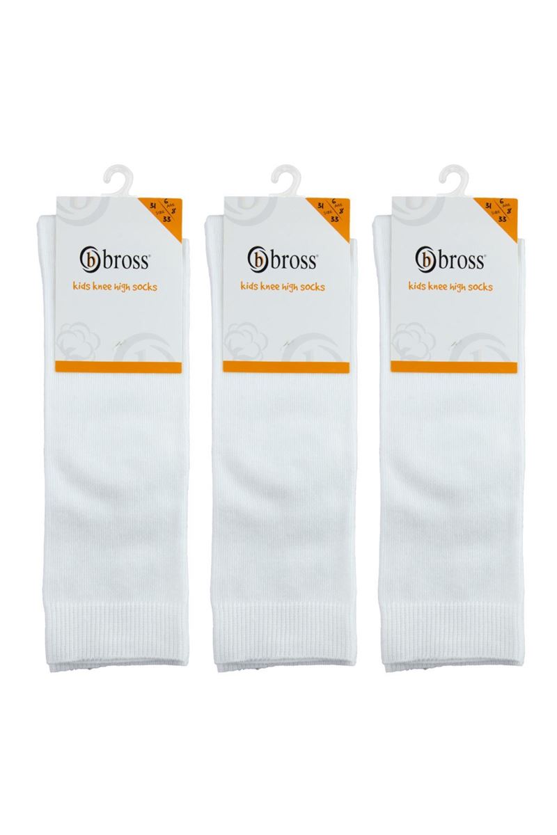 BROSS SIMPLE GIRLS  KNEE-HIGH SOCKS WHITE