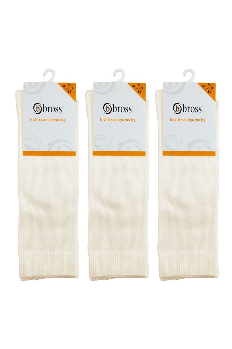 BROSS SIMPLE GIRLS  KNEE-HIGH SOCKS ECRU