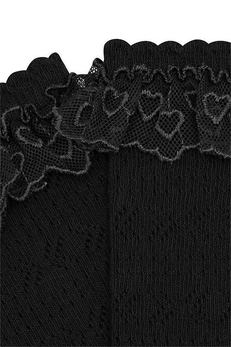 BROSS BOWTIE NET GIRLS  KNEE-HIGH SOCKS BLACK