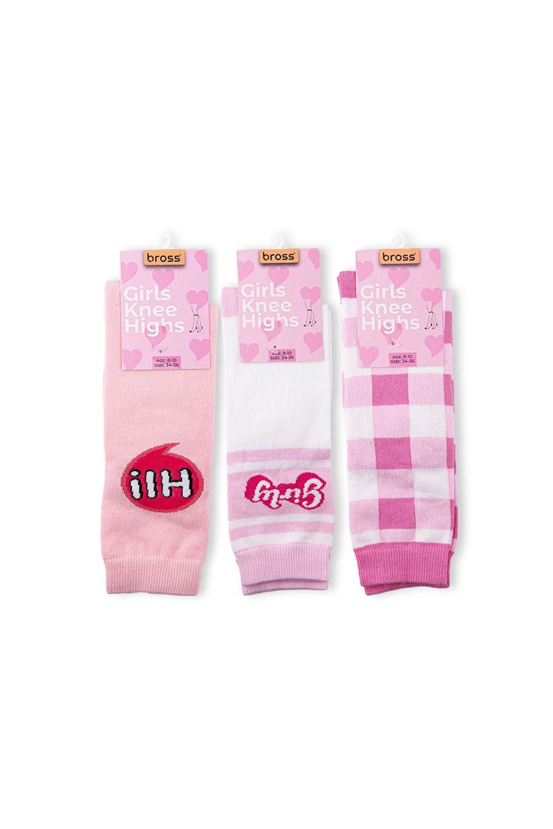 BROSS GIRLS' KNEE HIGH SOCKS ASORTY