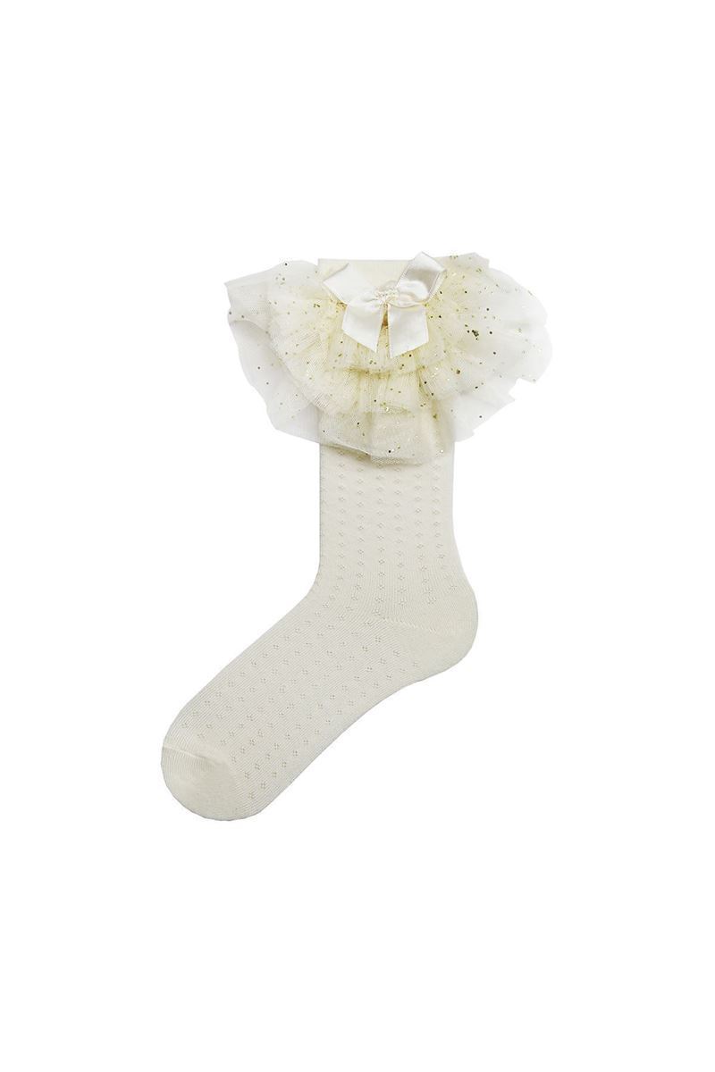 BROSS RELIEF PATTERN GIRLS KNEE LENGTH SOCKS WHITE