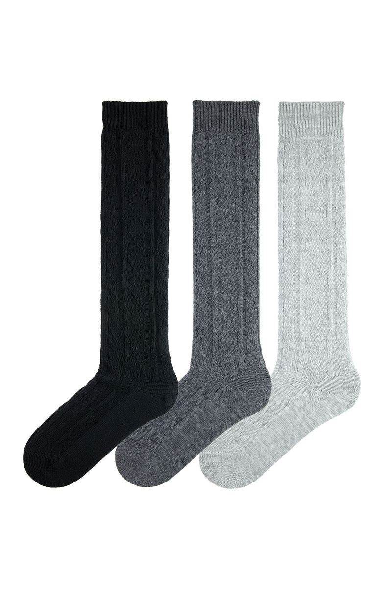 BROSS PLAIN KNEE HIGH WOMEN SOCKS ASORTY