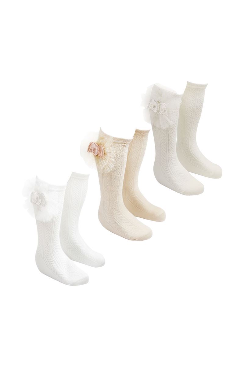 BROSS GIRL FITTING SOCKS WITH VEIL ANGELS WING WHITE