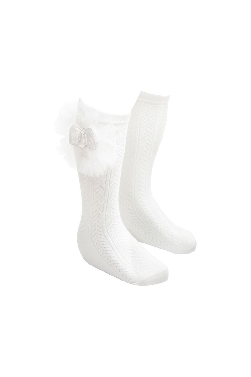 BROSS GIRL FITTING SOCKS WITH VEIL ANGELS WING WHITE