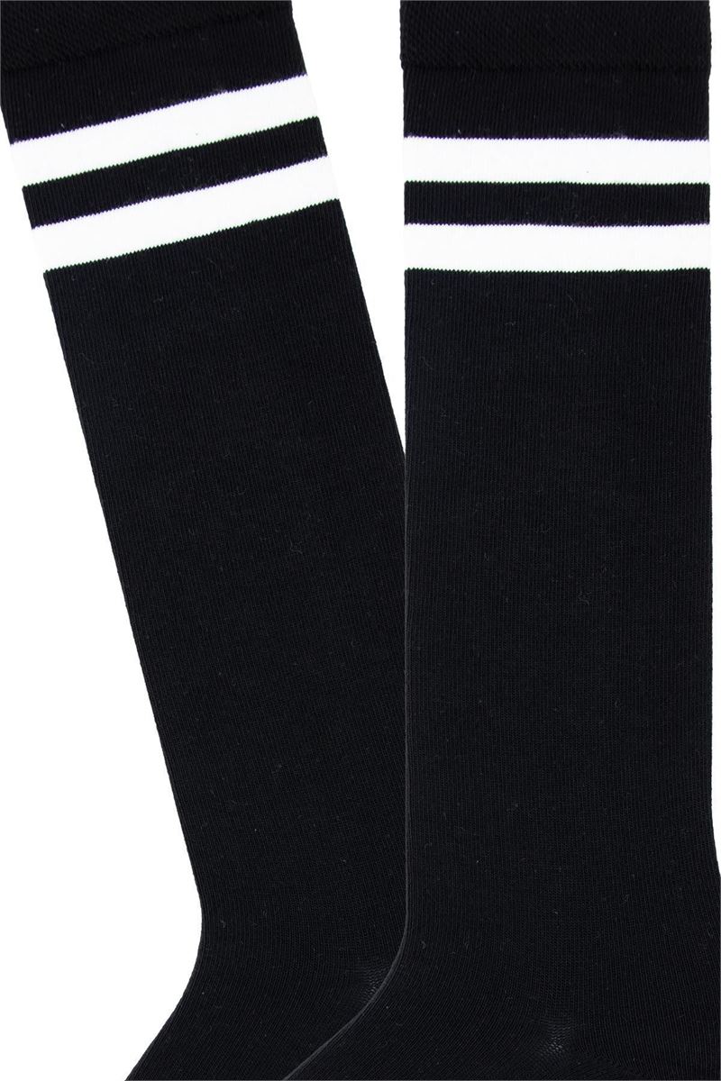 BROSS RING PATTERNED WOMEN S KNEE HIGH SOCKS BLACK