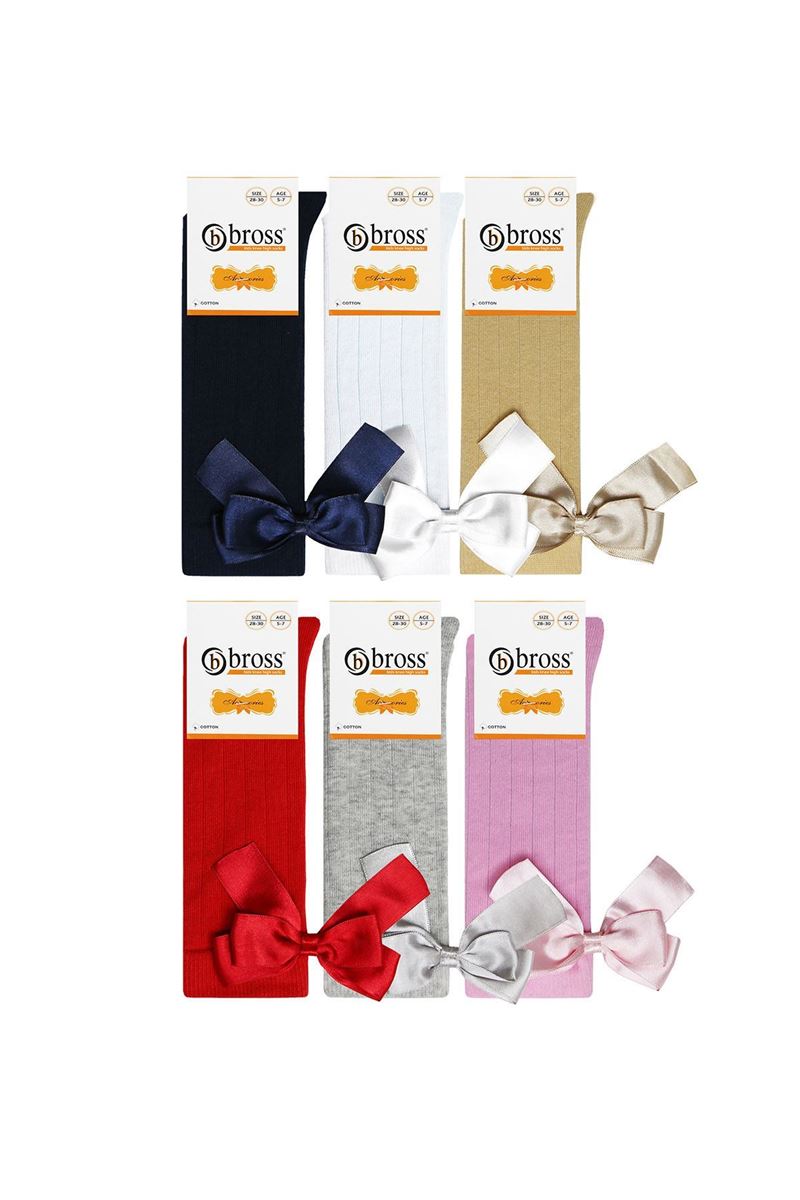 BROSS BOW GIRLS KNEE HIGH SOCKS ASORTY