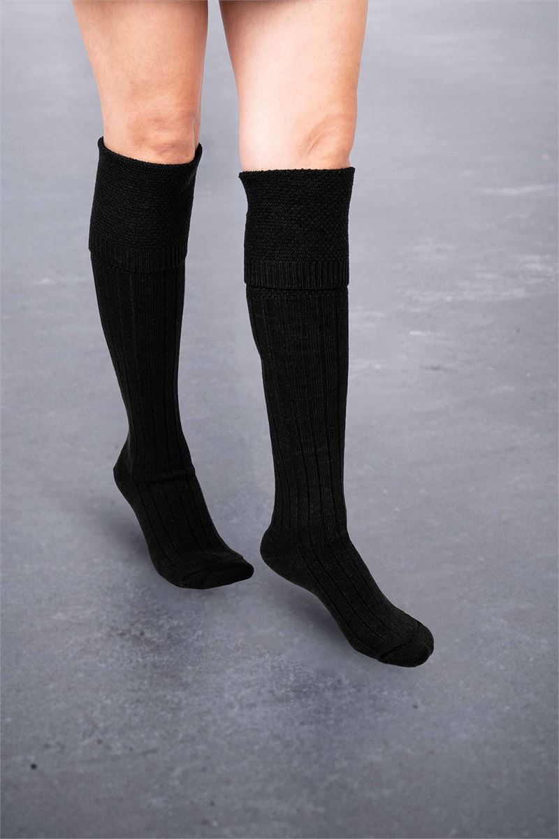 BROSS BRASS WOVEN PATTERNED WOMEN S THIGH HIGH SOCKS BLACK