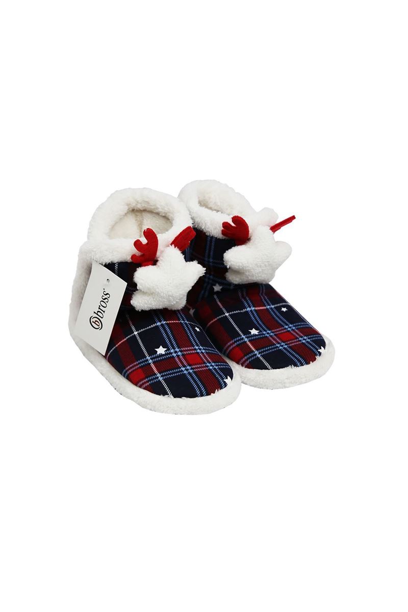 BROSS 3D HORN & STAR ACCESSORIZED CHECKED WOMEN BOOTIES ASORTY