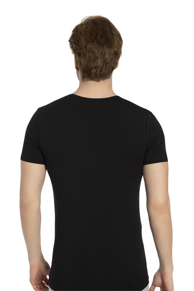 BROSS MEN LYCRA CREW-NECK T-SHIRT BLACK