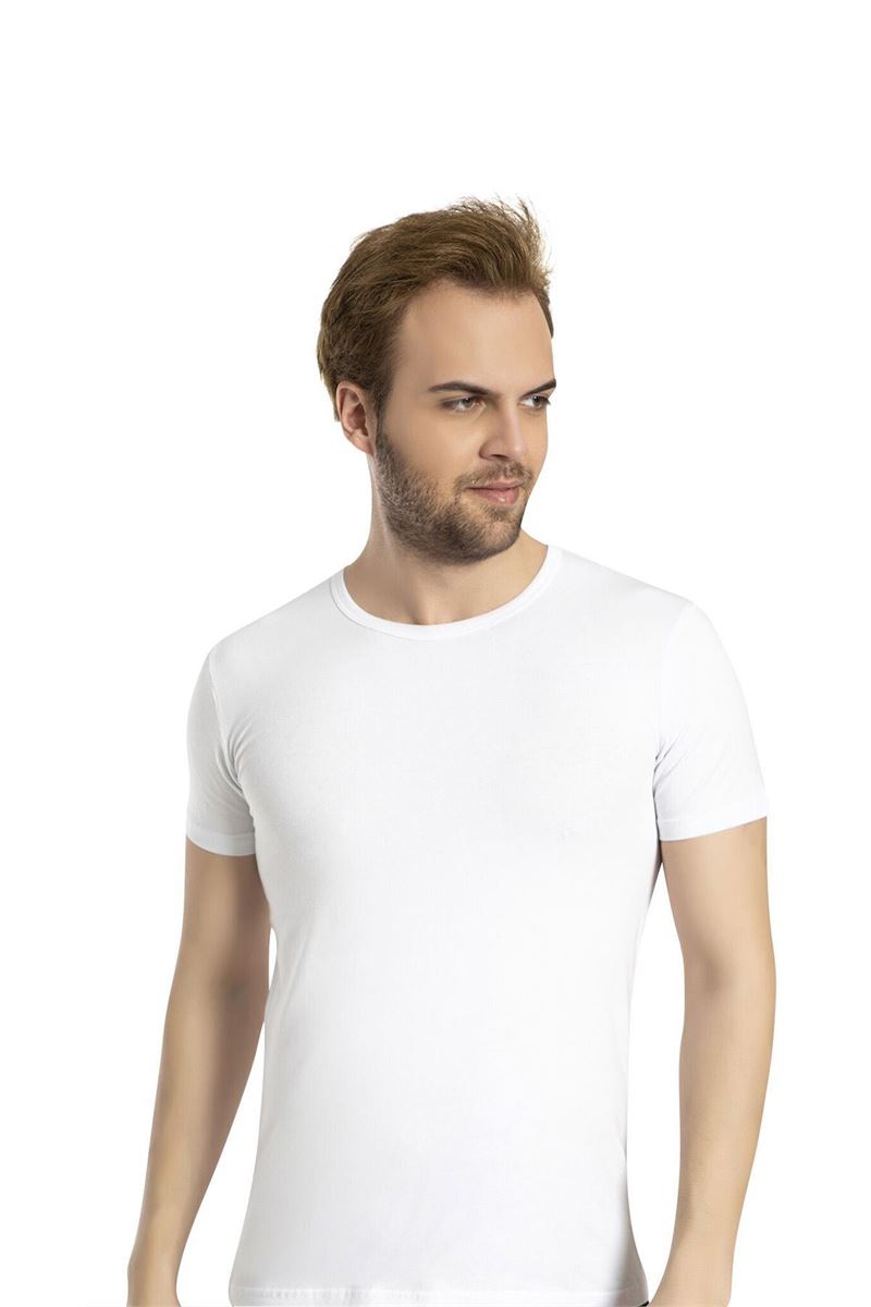 BROSS MEN LYCRA CREW-NECK T-SHIRT WHITE