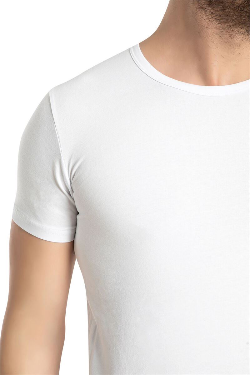 BROSS MEN LYCRA CREW-NECK T-SHIRT WHITE