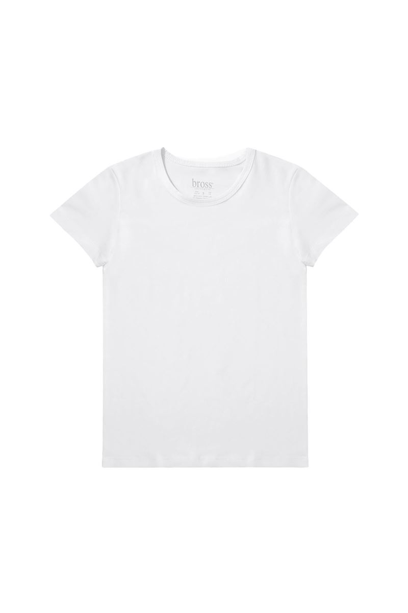 BROSS BOYS LYCRA CREW-COLLAR T-SHIRT WHITE