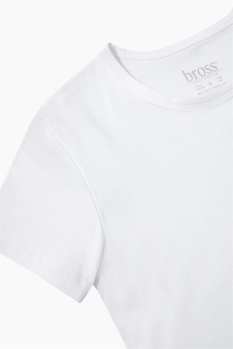 BROSS BOYS LYCRA CREW-COLLAR T-SHIRT WHITE