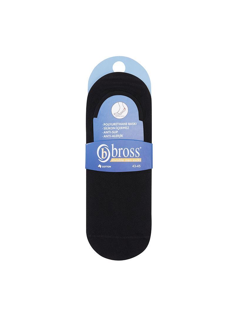 BROSS SIMPLE NON-SLIP PATTERNED CLOSED MEN S INVISIBLE S BLACK