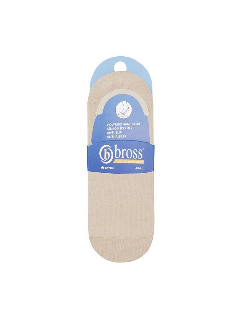 BROSS SIMPLE NON-SLIP PATTERNED CLOSED MEN S INVISIBLE S BEIGE
