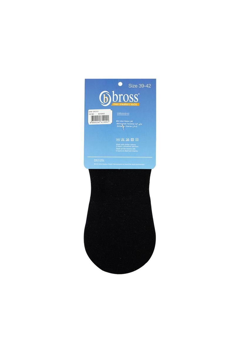 BROSS PATTERNED MEN S TERRY INVISIBLE SOCKS BLACK