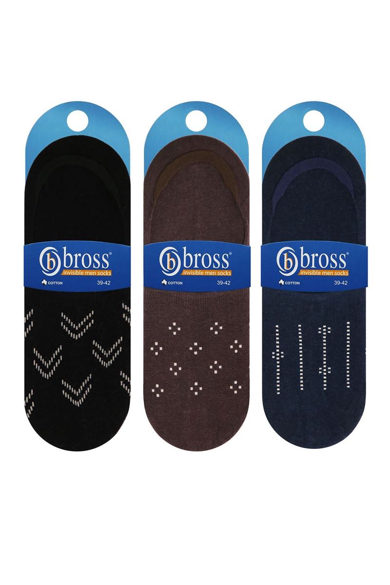 BROSS DIFFERENT LINE PATTERNED MENS INVISIBLE SOCKS ASORTY