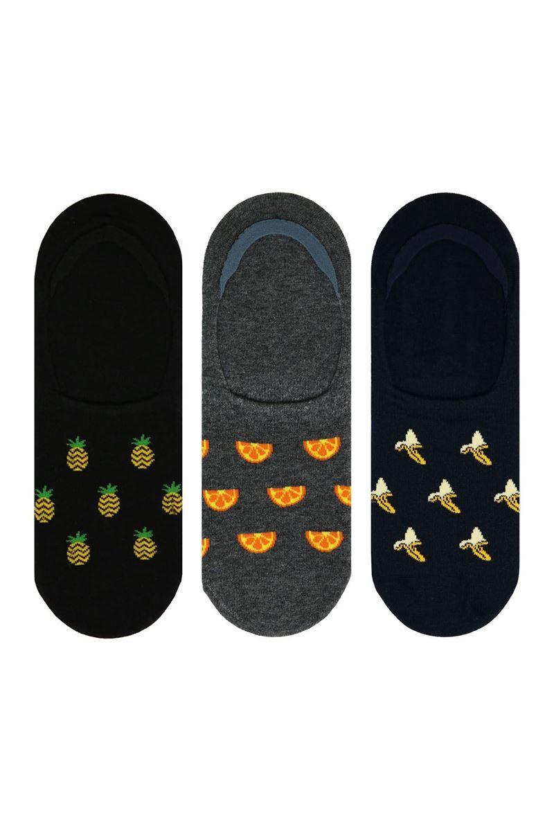 BROSS FRUIT PATTERNED PRINTED MENS INVISIBLE SOCKS ASORTY