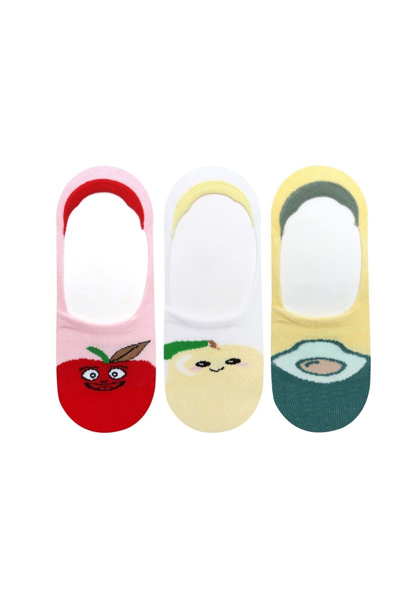 BROSS FRUIT PATTERNED GIRLS NO SHOW SOCKS ASORTY