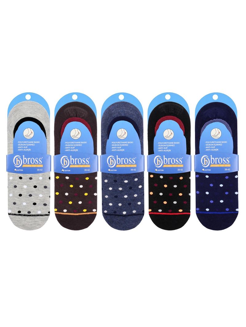 BROSS COLORFUL SPOTTED MENS UNVISIBLE SOCKS ASORTY