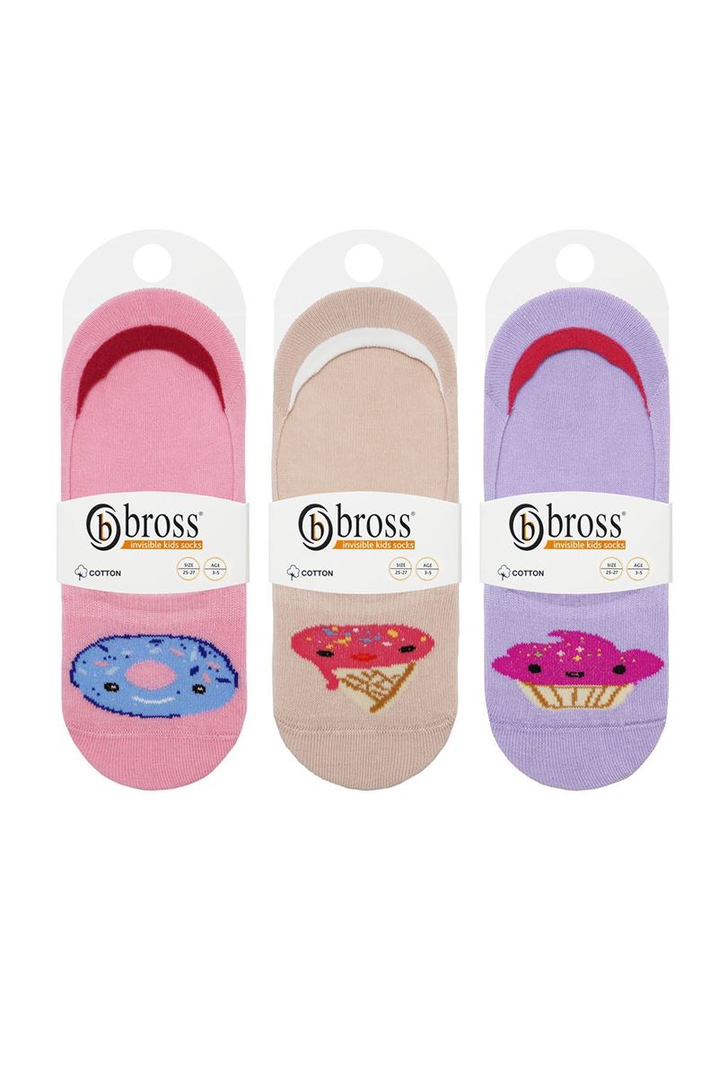 BROSS DESSERT PATTERNED GIRLS NO SHOW SOCKS ASORTY