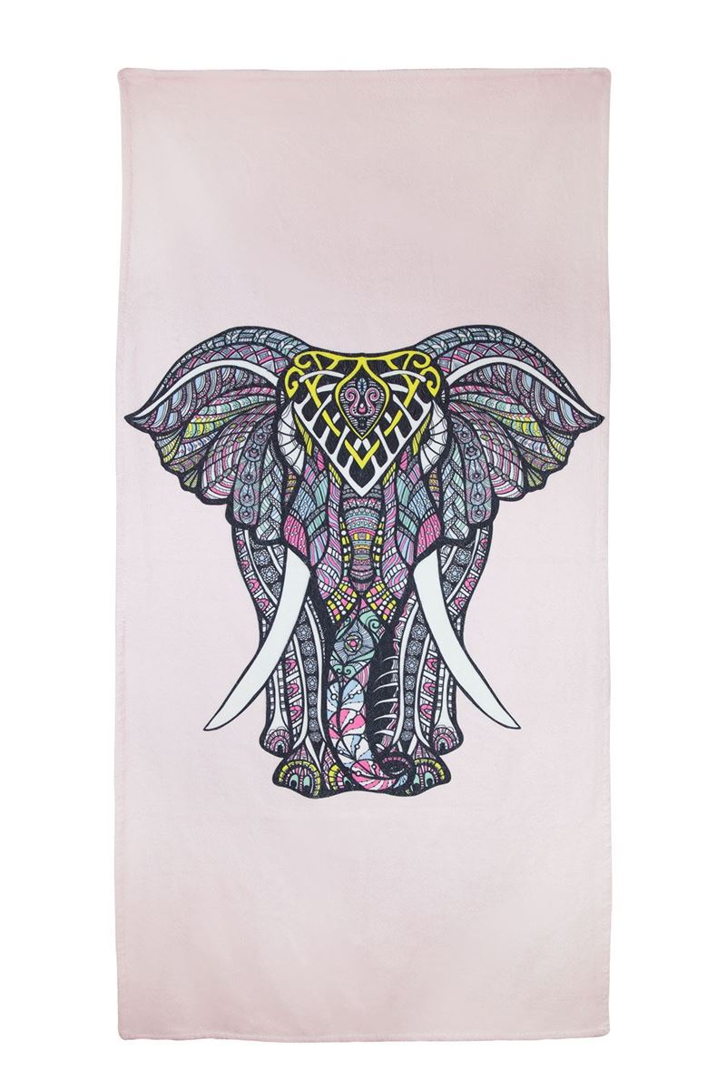 BROSS BROSS ELEPHANT PATTERN BEACH TOWEL 75X100 PINK