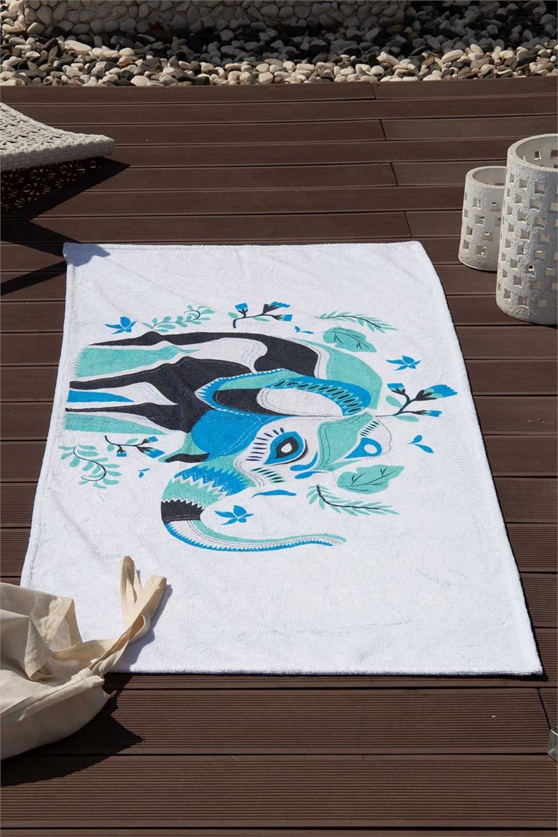 BROSS BROSS COLORFUL ELEPHANT PATTERN BEACH TOWEL 75X100 