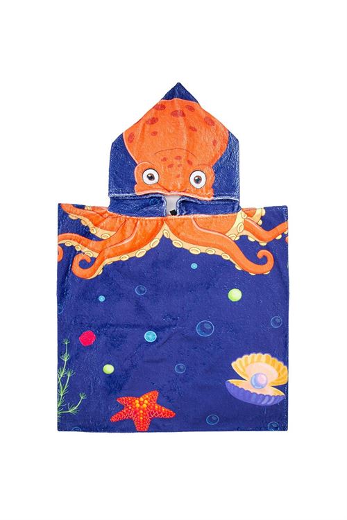 Детское полотенце пoнчо с рисунком осьминога. 60X60 cm 3