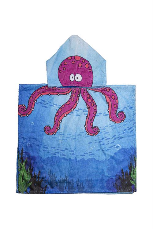 Kids Towel Poncho Octopus Patterned 3