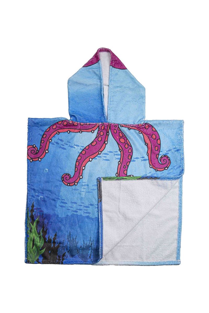 BROSS KIDS TOWEL PONCHO OCTOPUS PATTERNED 