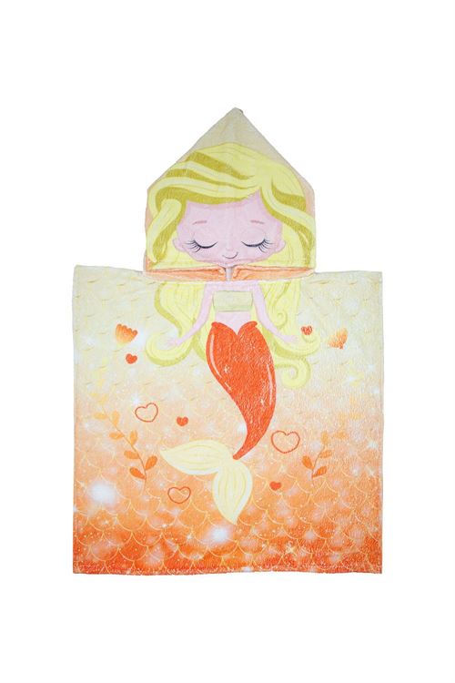 Детское полотенце пoнчо с рисунком русалки. 60х60 см 3