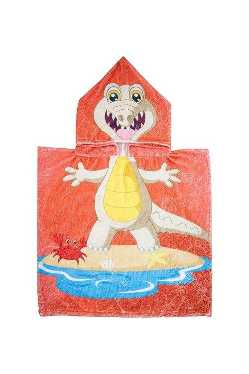 Детское полотенце пончо с рисунком динозавра. 60х60 см. 3