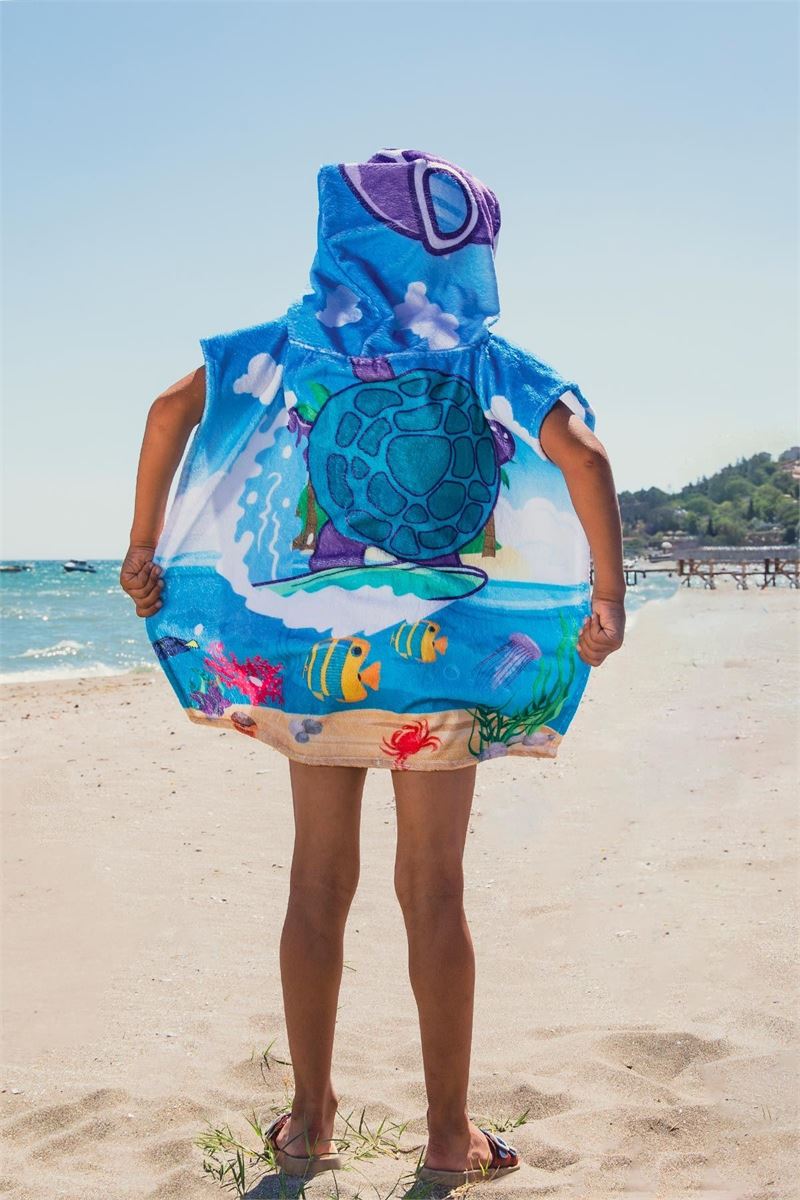 BROSS BROSS KIDS TOWEL PANCHO TURTLE PATTERNED 60X60 