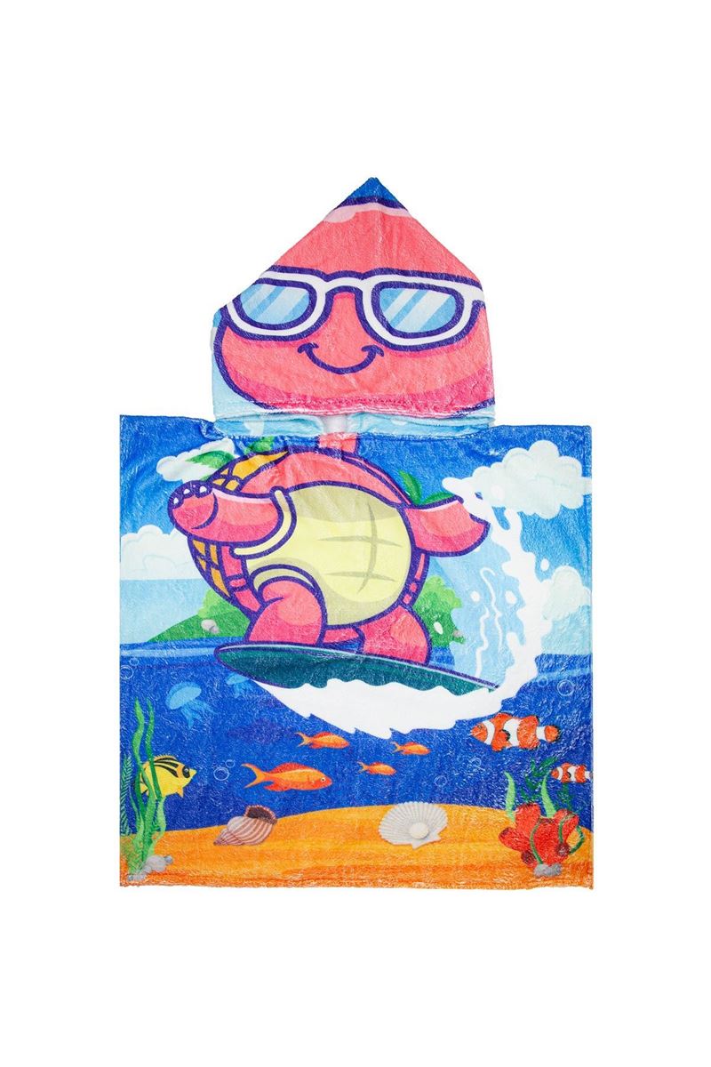 BROSS BROSS KIDS TOWEL PANCHO TURTLE PATTERNED 60X60 RED