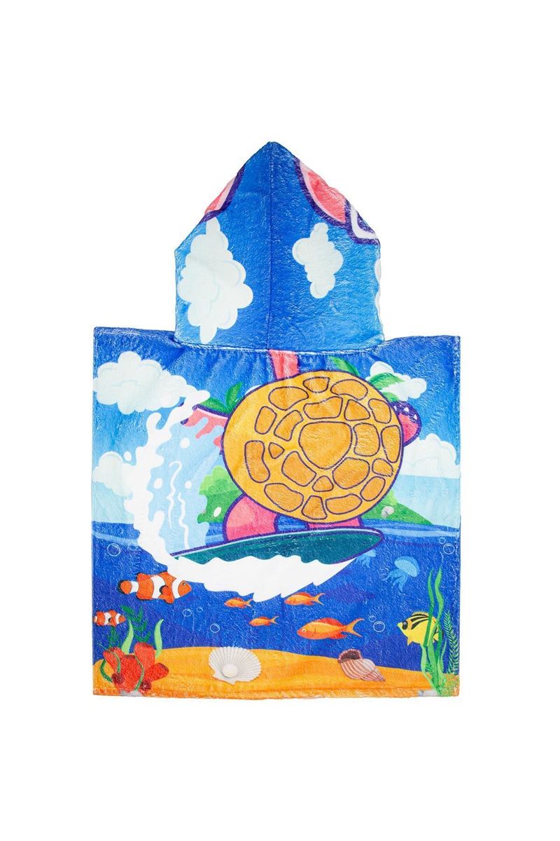 BROSS BROSS KIDS TOWEL PANCHO TURTLE PATTERNED 60X60 RED