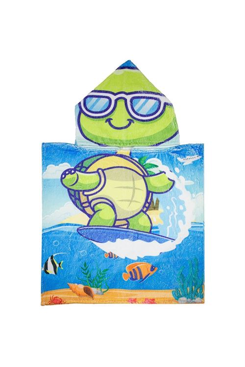 Детское полотенце-пончо Bross с рисунком черепахи. 60X60 3