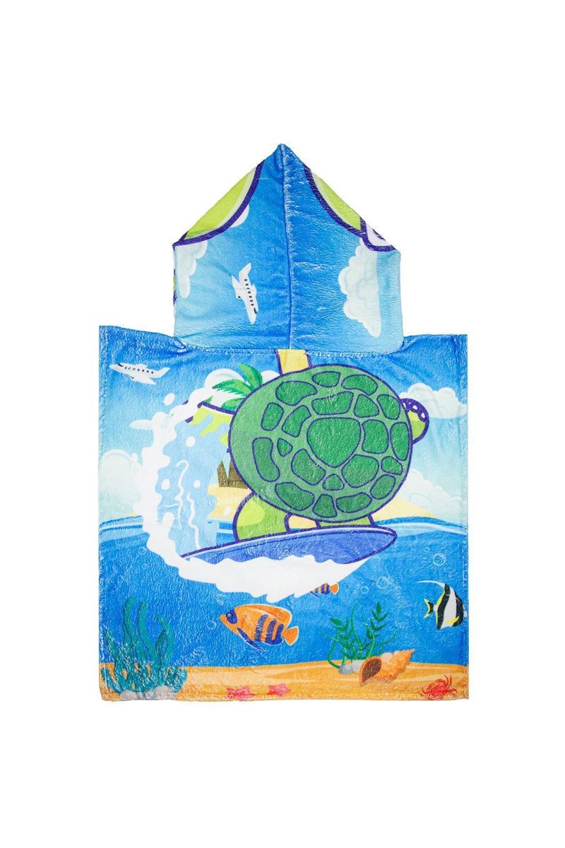 BROSS BROSS KIDS TOWEL PANCHO TURTLE PATTERNED 60X60 