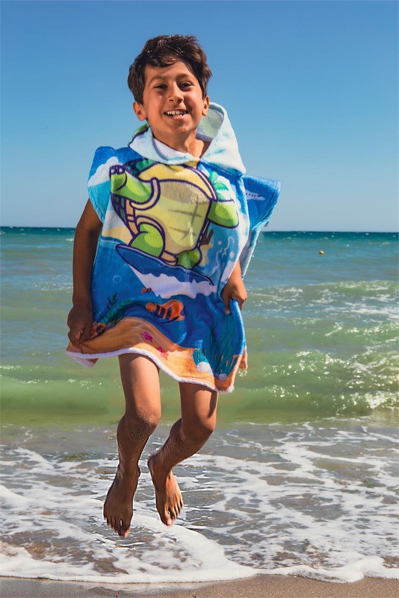 BROSS BROSS KIDS TOWEL PANCHO TURTLE PATTERNED 60X60 