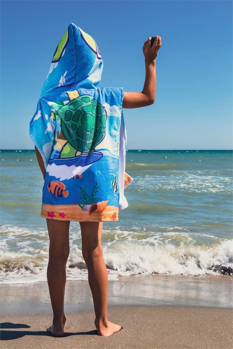 BROSS BROSS KIDS TOWEL PANCHO TURTLE PATTERNED 60X60 