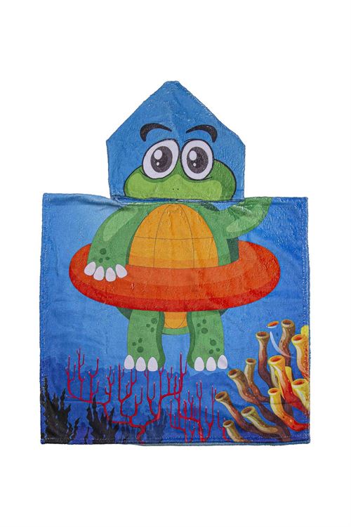 Kids Towel Poncho Turtle Patterned 3