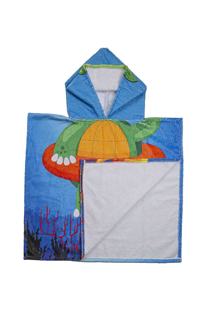 BROSS KIDS TOWEL PONCHO TURTLE PATTERNED 