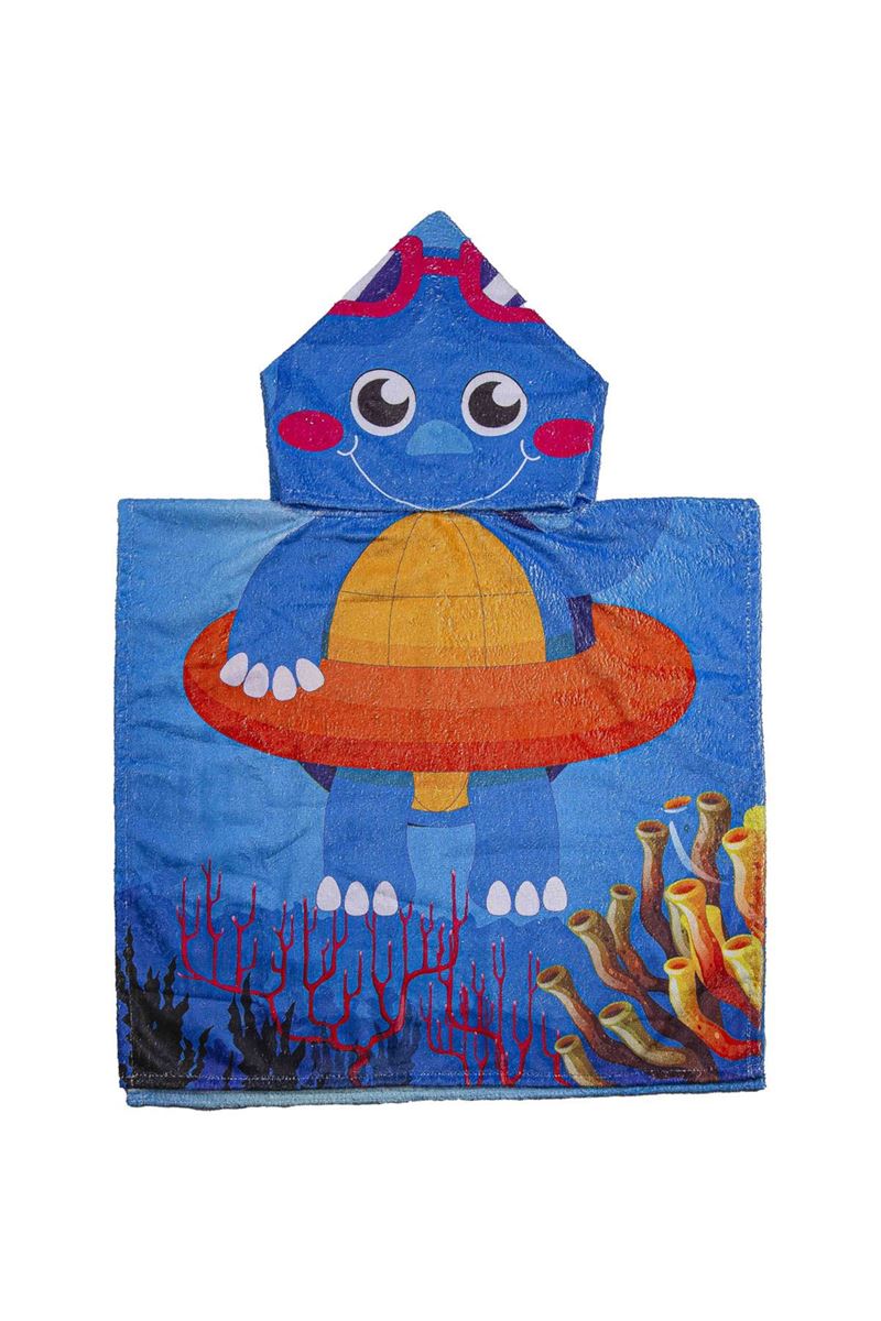 BROSS KIDS TOWEL PONCHO TURTLE PATTERNED 