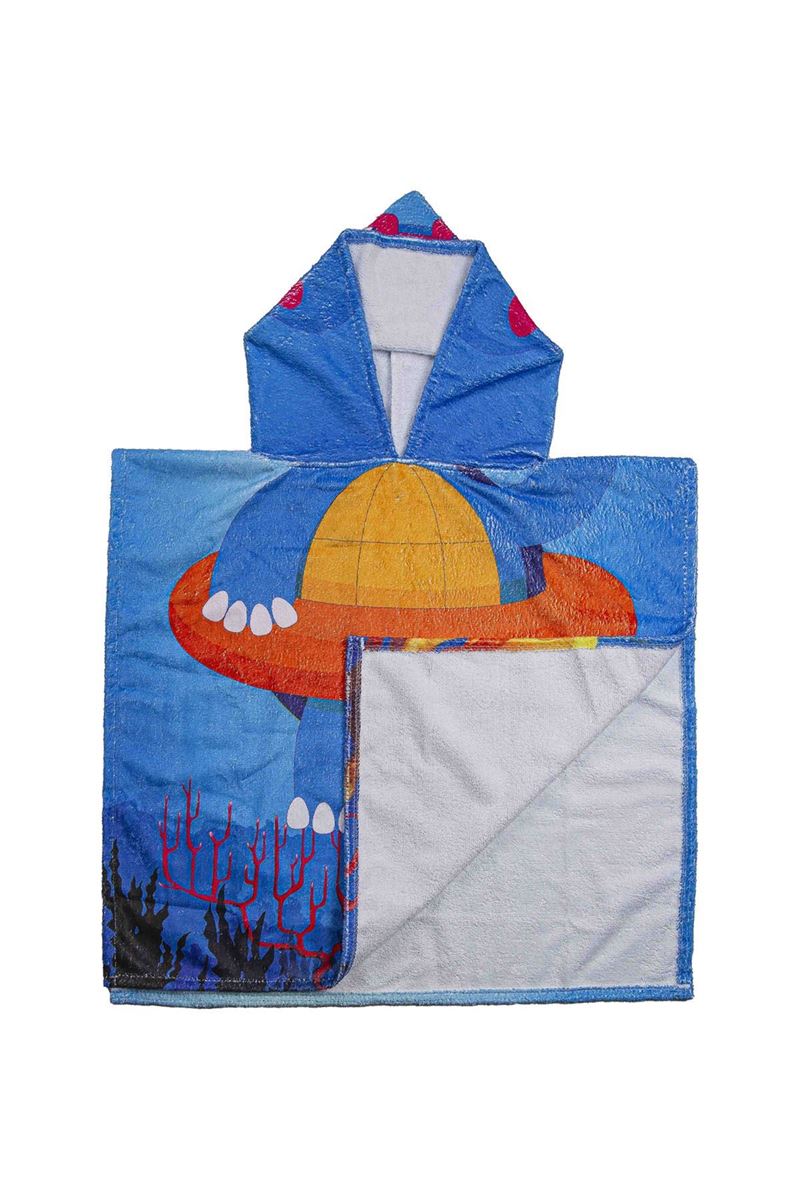 BROSS KIDS TOWEL PONCHO TURTLE PATTERNED 