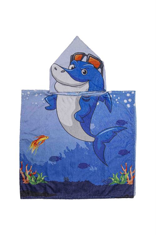 Kids Towel Poncho Shark Patterned 3