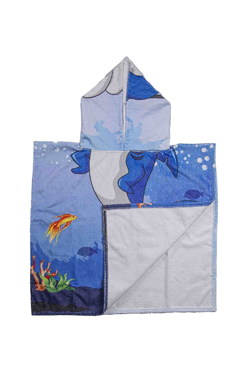 BROSS KIDS TOWEL PONCHO SHARK PATTERNED 