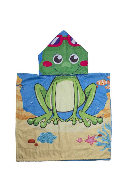 Kids Towel Poncho Frog Patterned 3