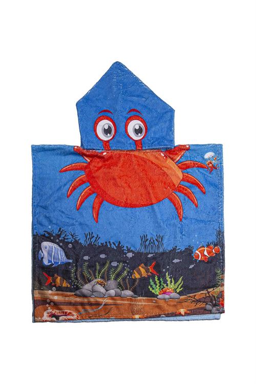 Kids Towel Poncho Crab Patterned 3