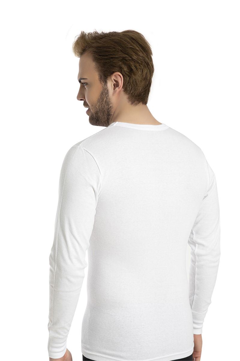 BROSS MEN %100 COTTON LONG SLEEVE T-SHIRT WHITE