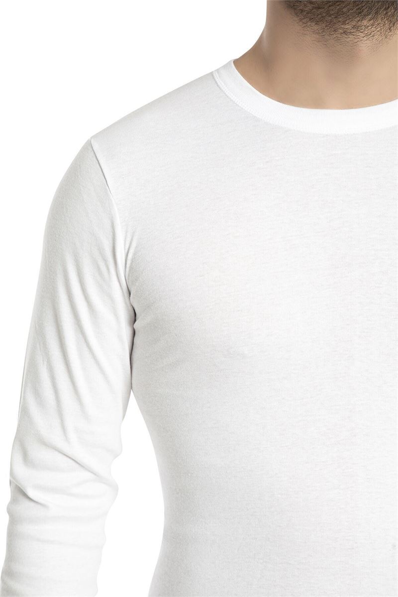 BROSS MEN %100 COTTON LONG SLEEVE T-SHIRT WHITE